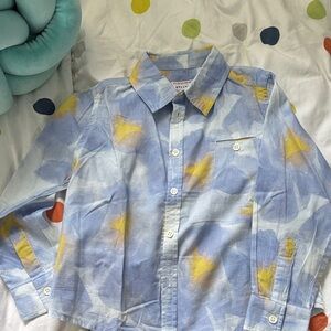 Boys Morley blue and Yellow Button-Up Shirt